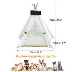 MHL.CXG pet tent folded into compact teepee for travel-friendly storage.