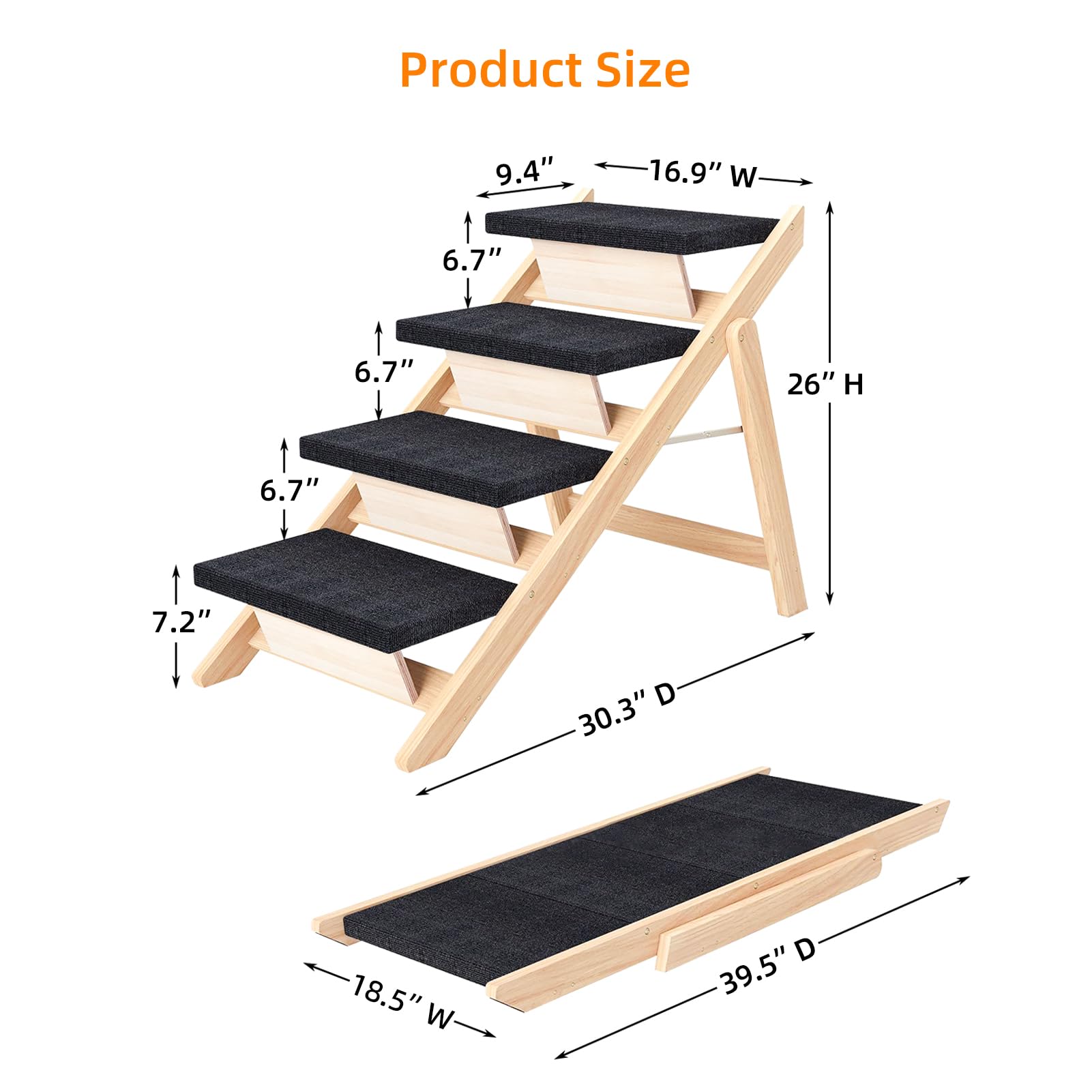 MHL.CXG portable dog ladder folds quickly for car access and travel.