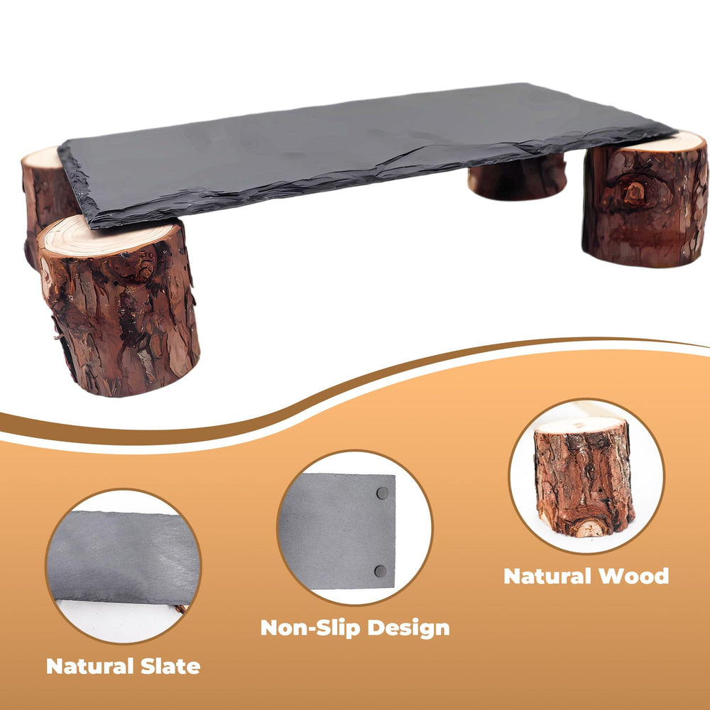 MHLLGN Durable Slate and Wood—safe, non-toxic materials for daily reptile play.