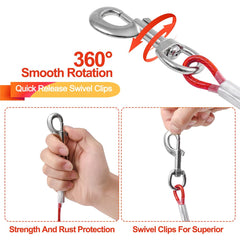 Mi Metty 360-degree swivel hook detail prevents tangling during outdoor adventures.