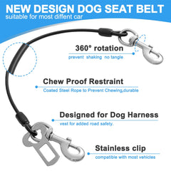 Mi Metty dog car harness in travel setup inside vehicle cabin