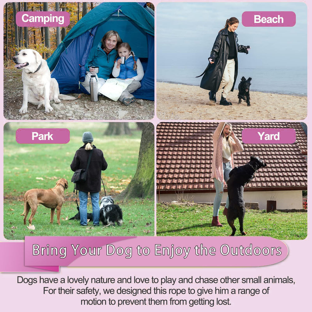 Mi Metty dog tether up to 125lbs enables safe backyard exploration.