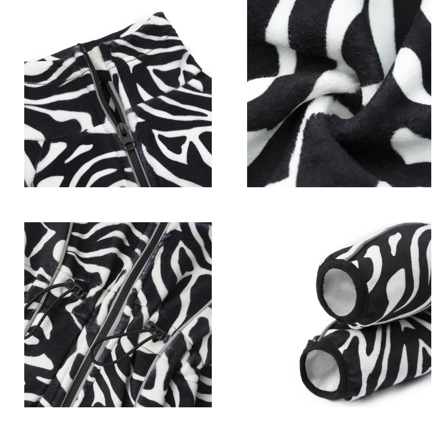 Miaododo fleece coat with reflective back zipper detail for visibility