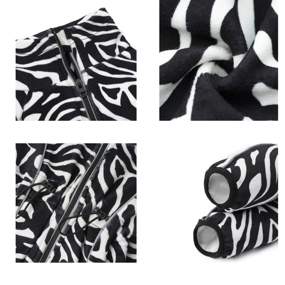 Miaododo fleece coat with reflective back zipper detail for visibility