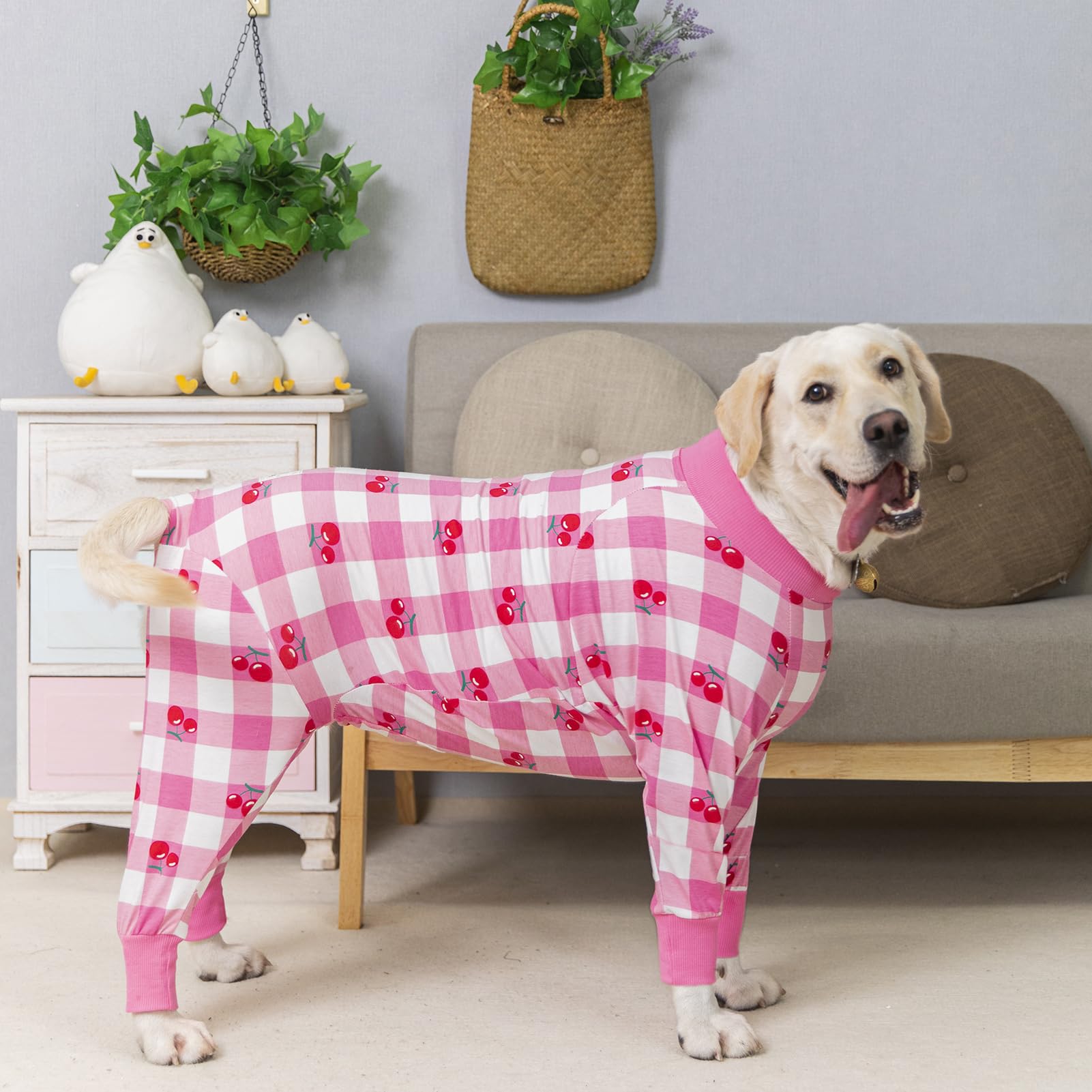 Miaododo pink dog recovery suit high-collar keeps neck warm and clean