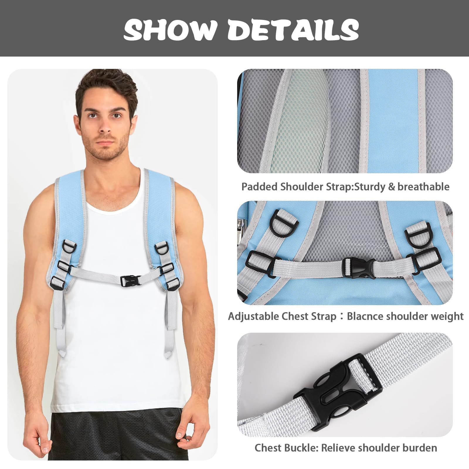 Miaoaws ergonomic back with padded straps reduces shoulder strain on hikes.