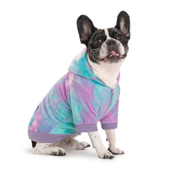 Miaododo camo dog hoodie side shot highlighting easy dressing with zipper