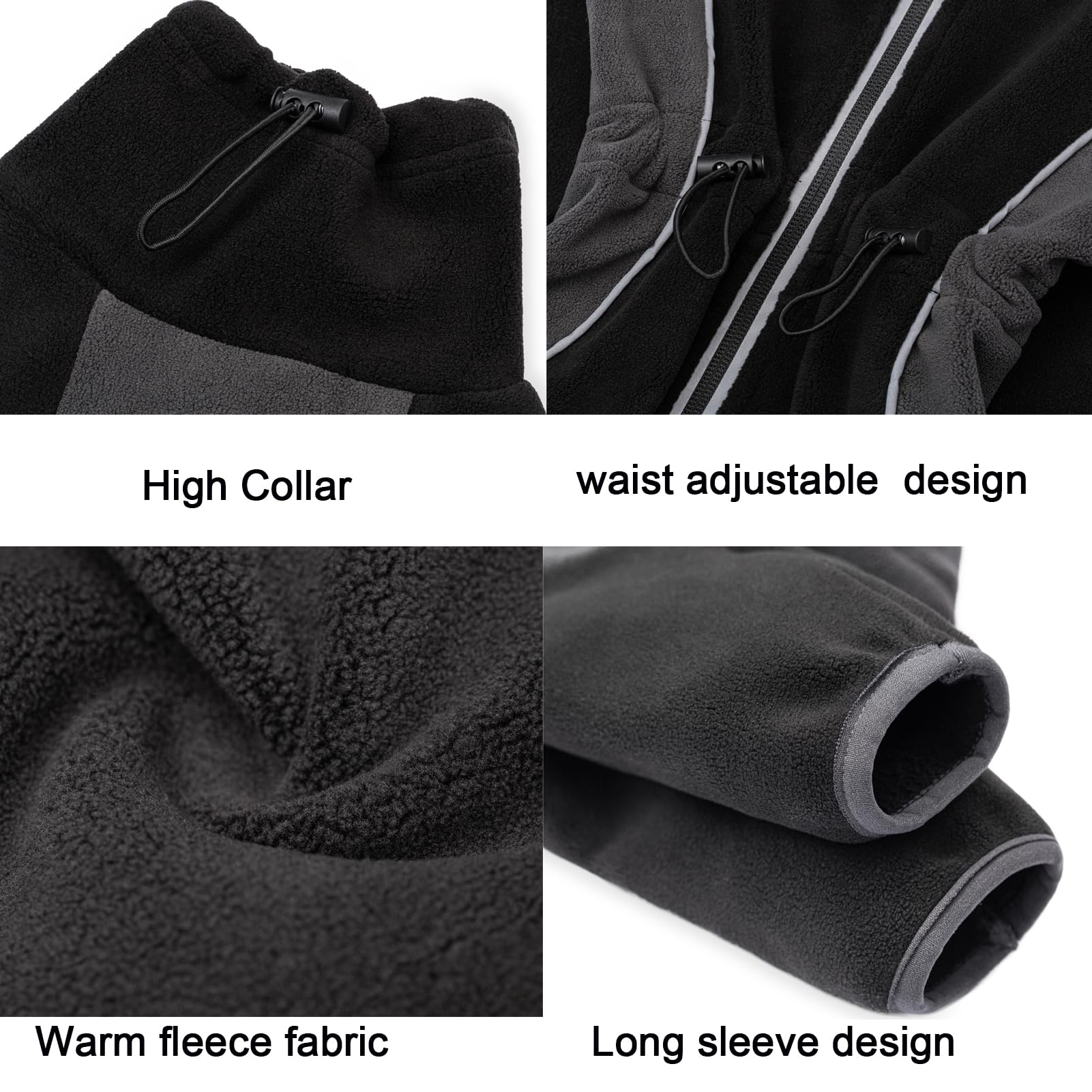 MIAODODO coat with elastic cuffs and reflective zipper for night visibility.