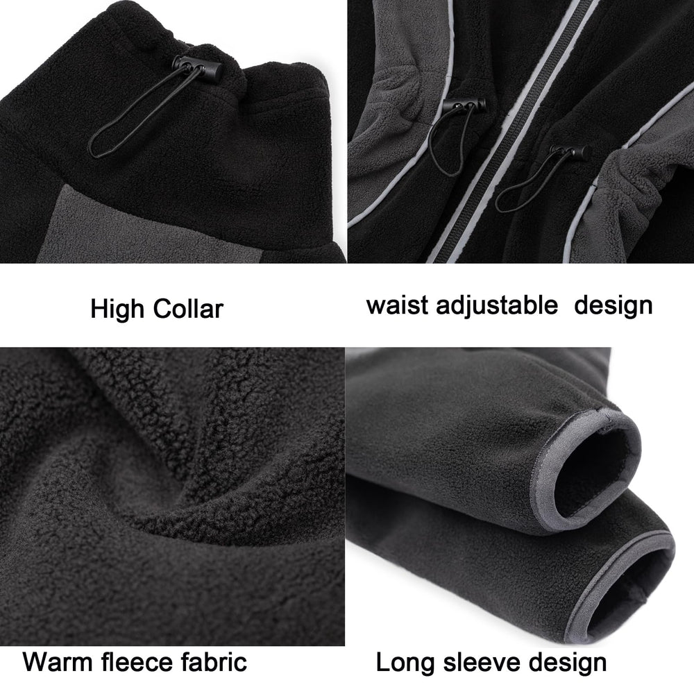 MIAODODO coat with elastic cuffs and reflective zipper for night visibility.
