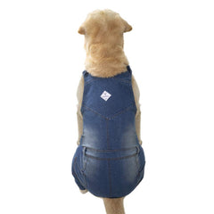 Miaododo dog jeans jumpsuit with adjustable belt ensures secure fit for active dogs.