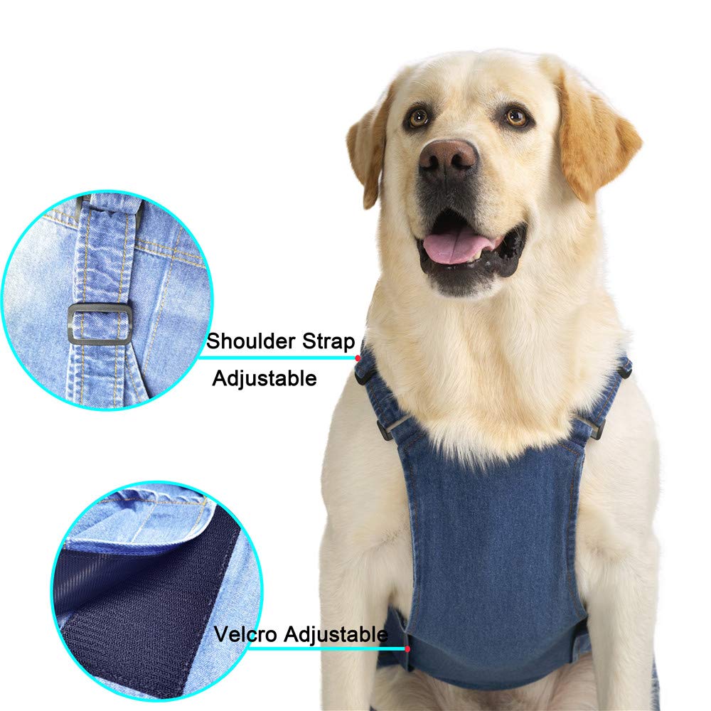 Miaododo dog jeans jumpsuit medium-large fit suits breeds like Labradors.