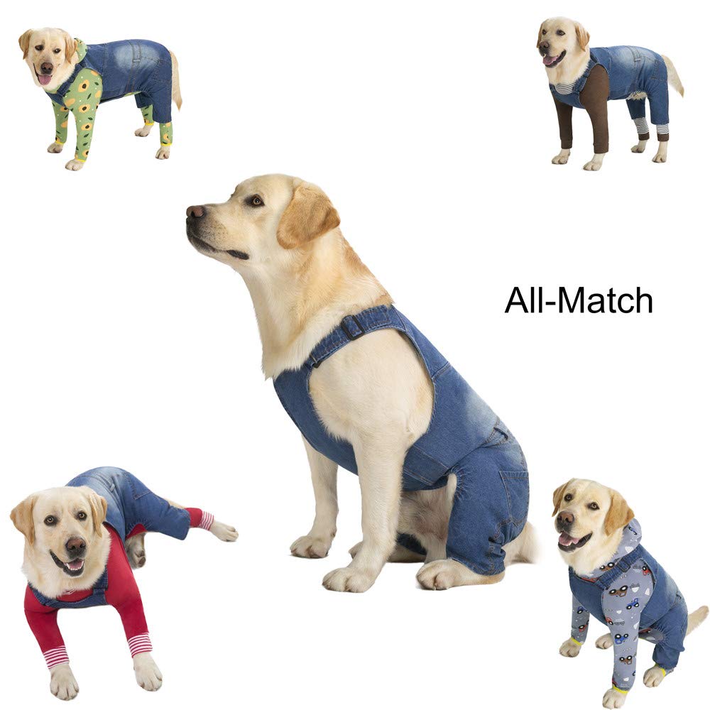 Miaododo dog jeans jumpsuit soft denim fabric provides comfortable all-day wear.
