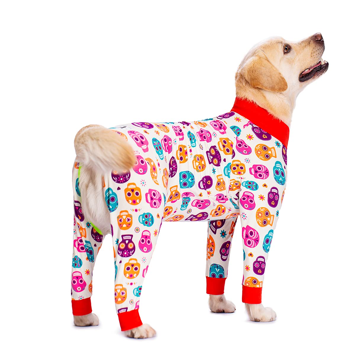 Miaododo Halloween print closeup shows bright design and post-surgery protection benefits.