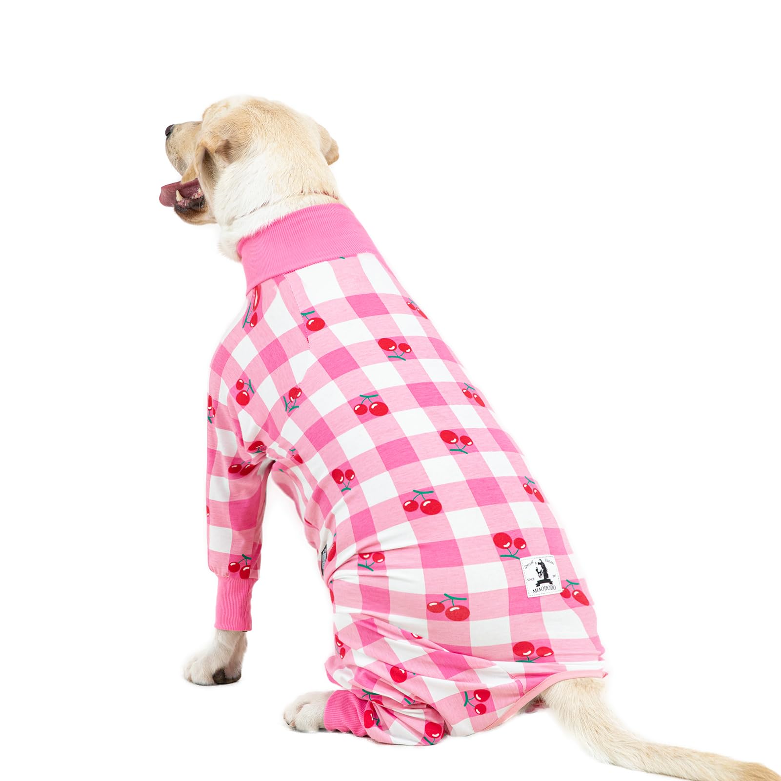 Miaododo pink dog recovery suit four-leg design supports easy wearing and mobility.