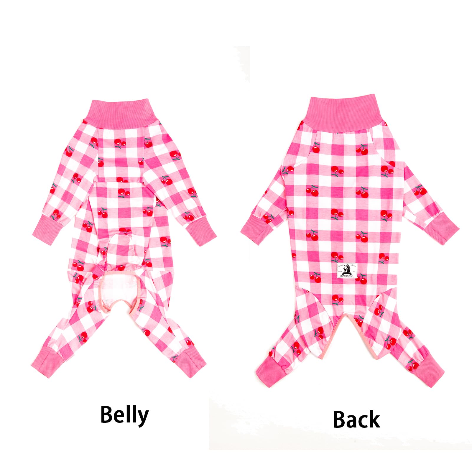 Miaododo pink dog recovery suit high collar keeps neck warm and cozy.