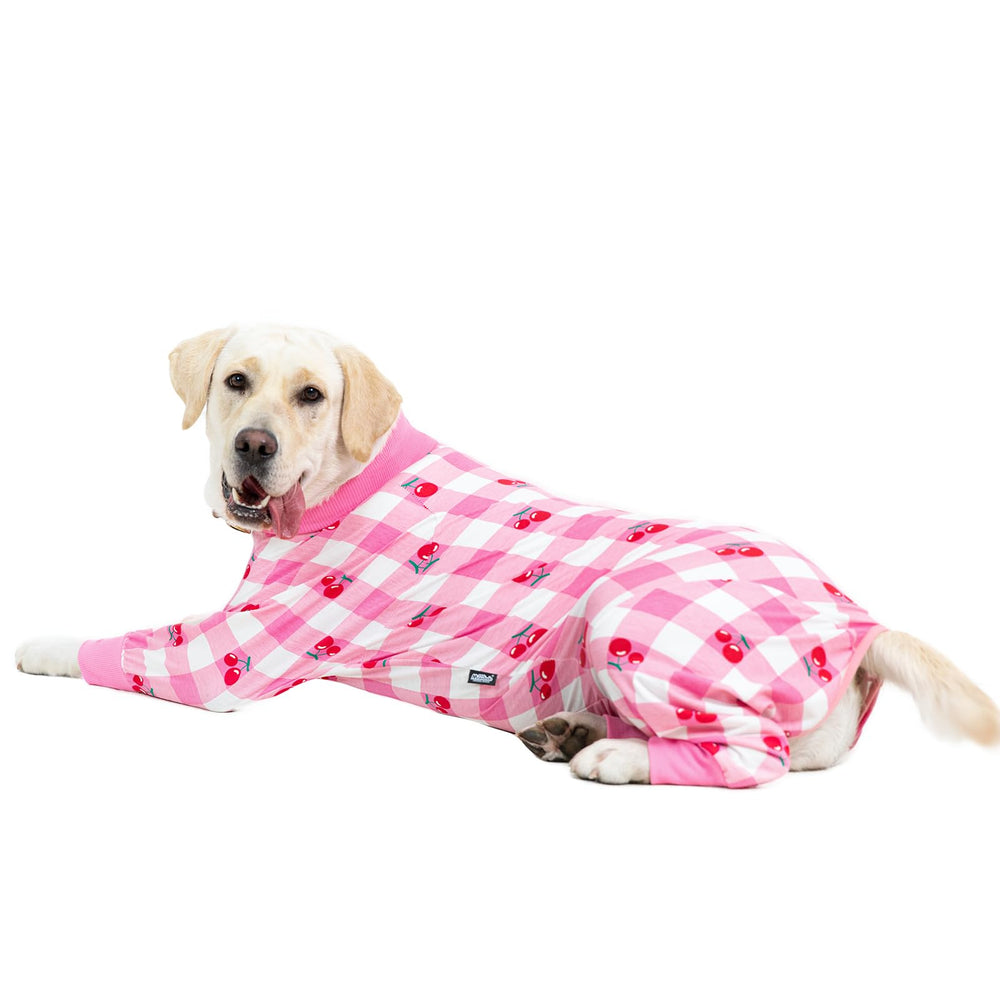 Miaododo pink dog recovery suit size-guide aids accurate fit selection.
