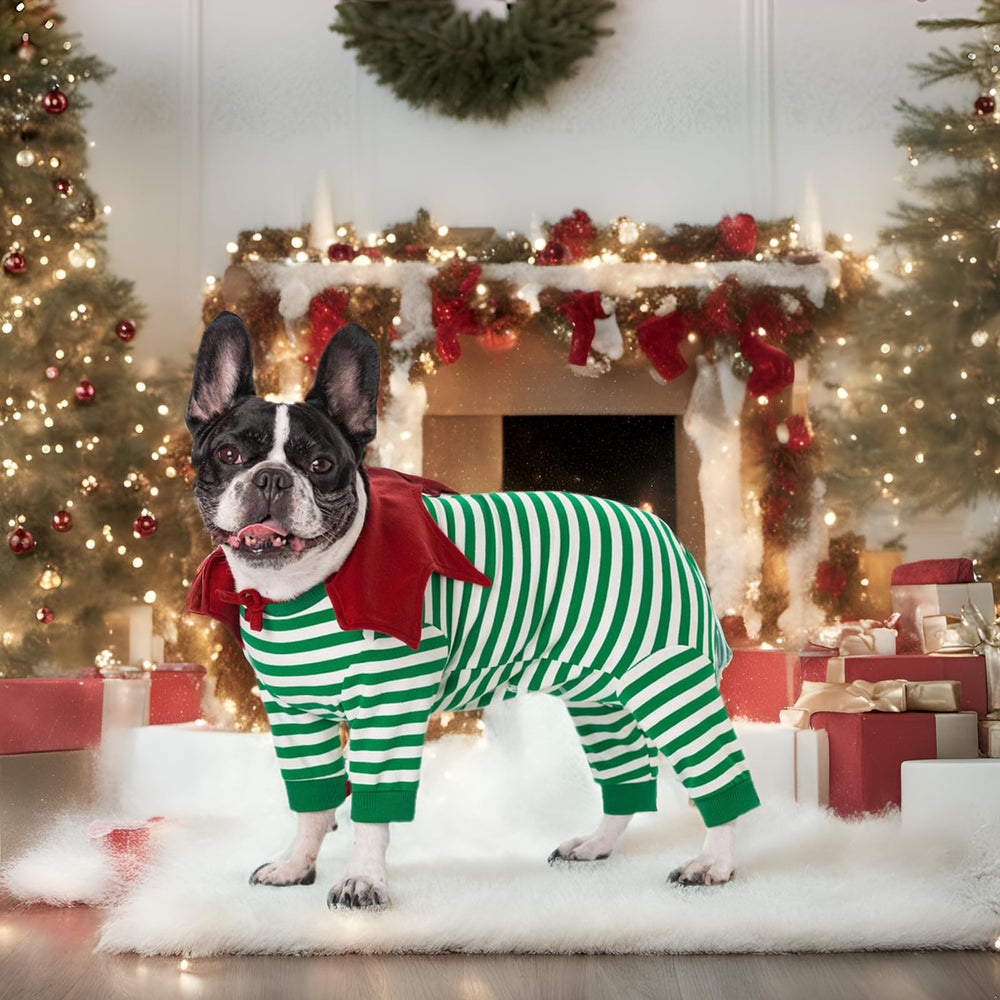 Miaododo striped dog surgery recovery suit closeup fabric highlights breathable cotton blend