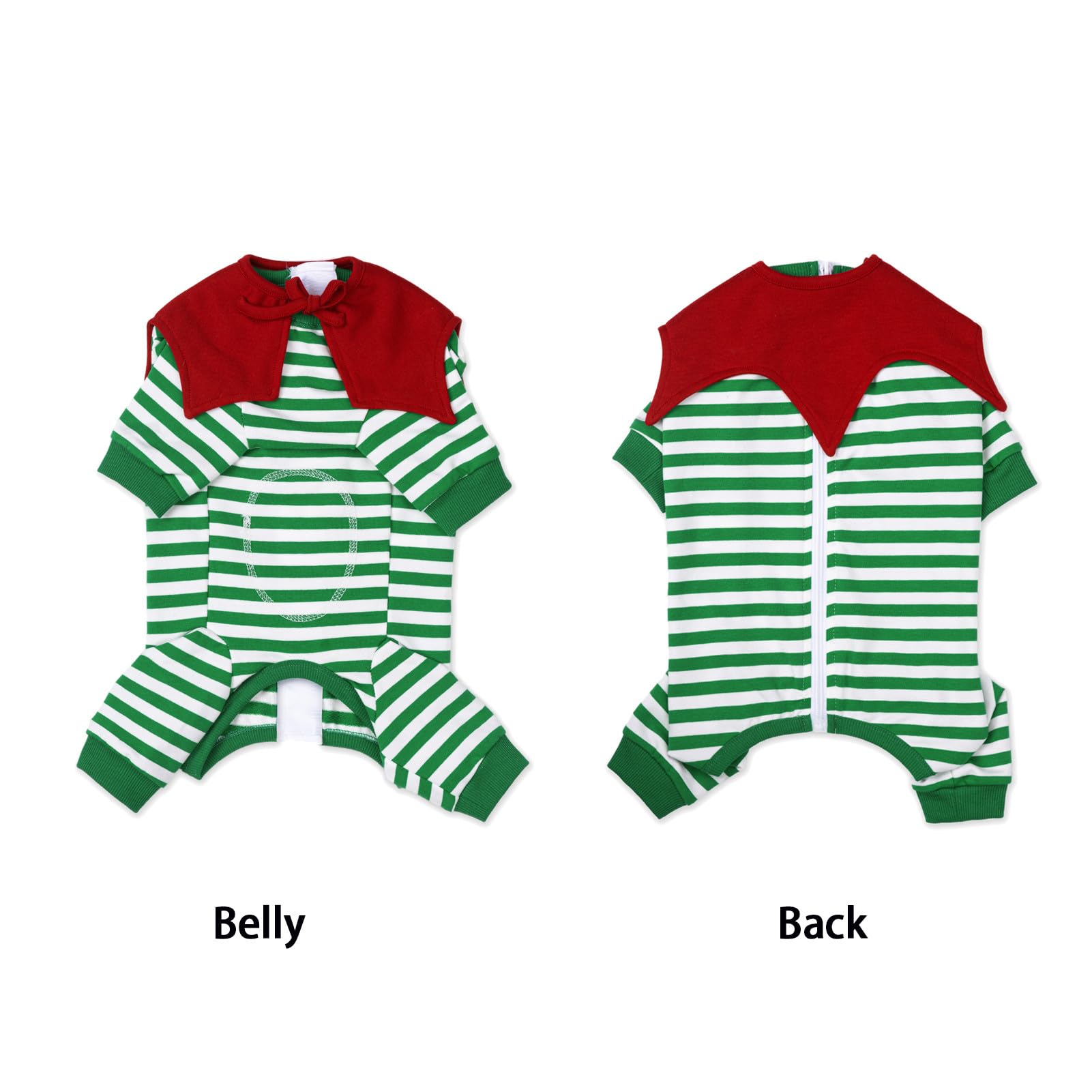 Miaododo striped dog surgery recovery suit with bib practical post-op coverage when grooming