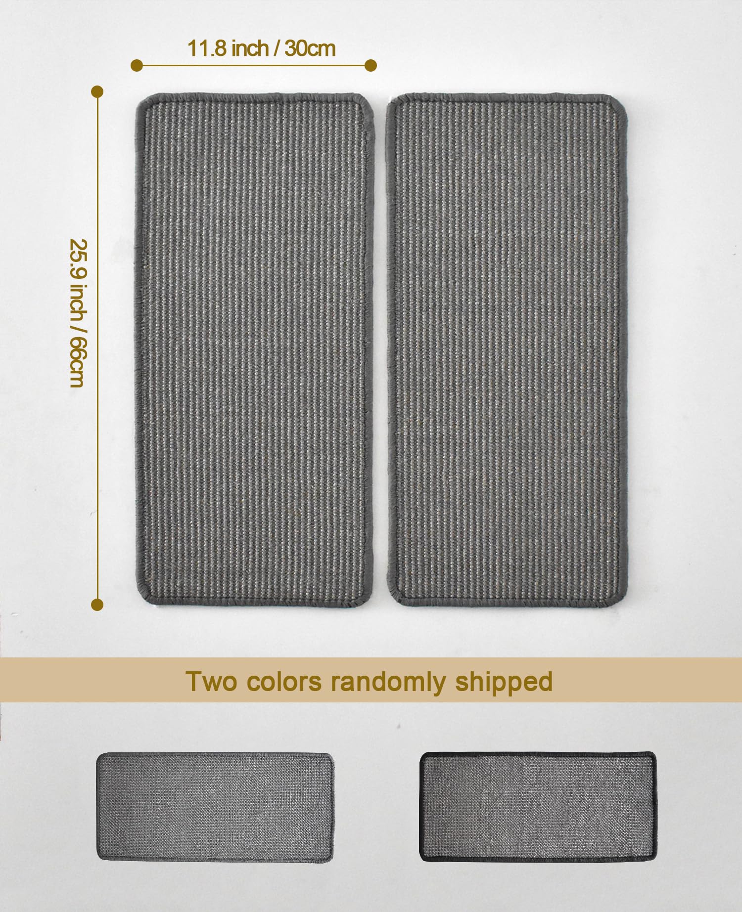 Set includes two gray sisal mats compatible with modern home decor.