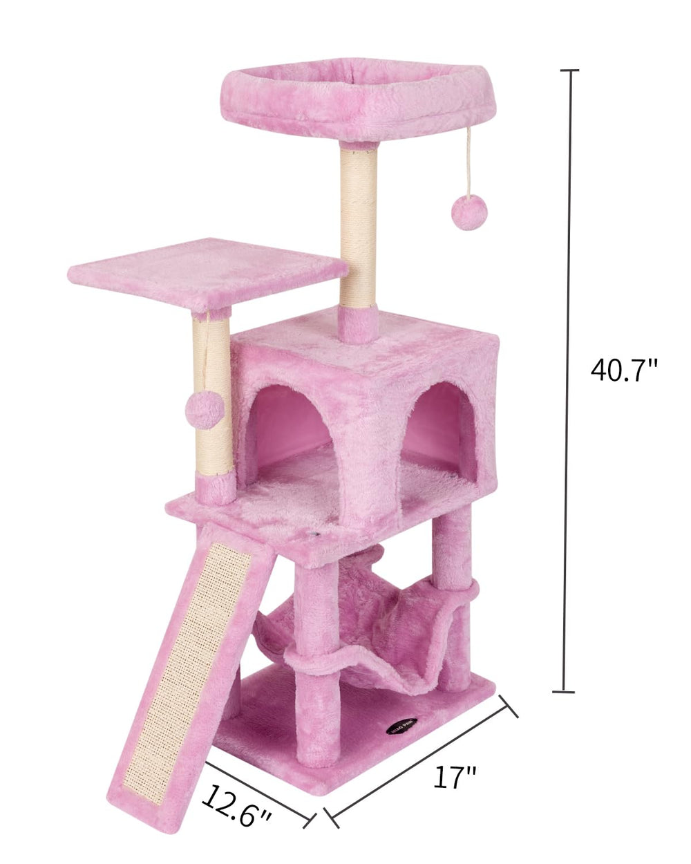 MIAO PAW pink cat tree faux fur closeup conveys soft inviting texture