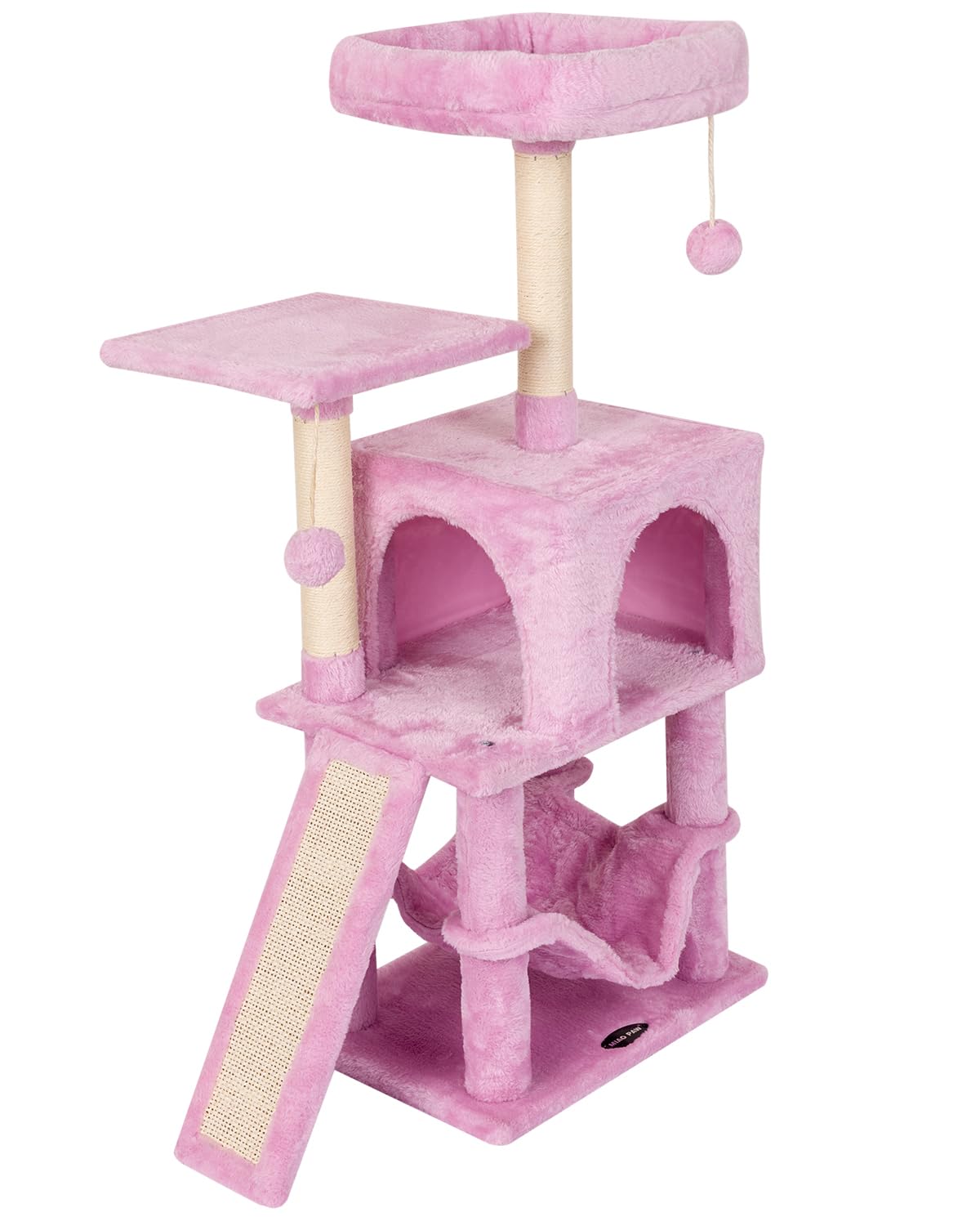 MIAO PAW pink cat tree scratching post helps protect furniture from claws