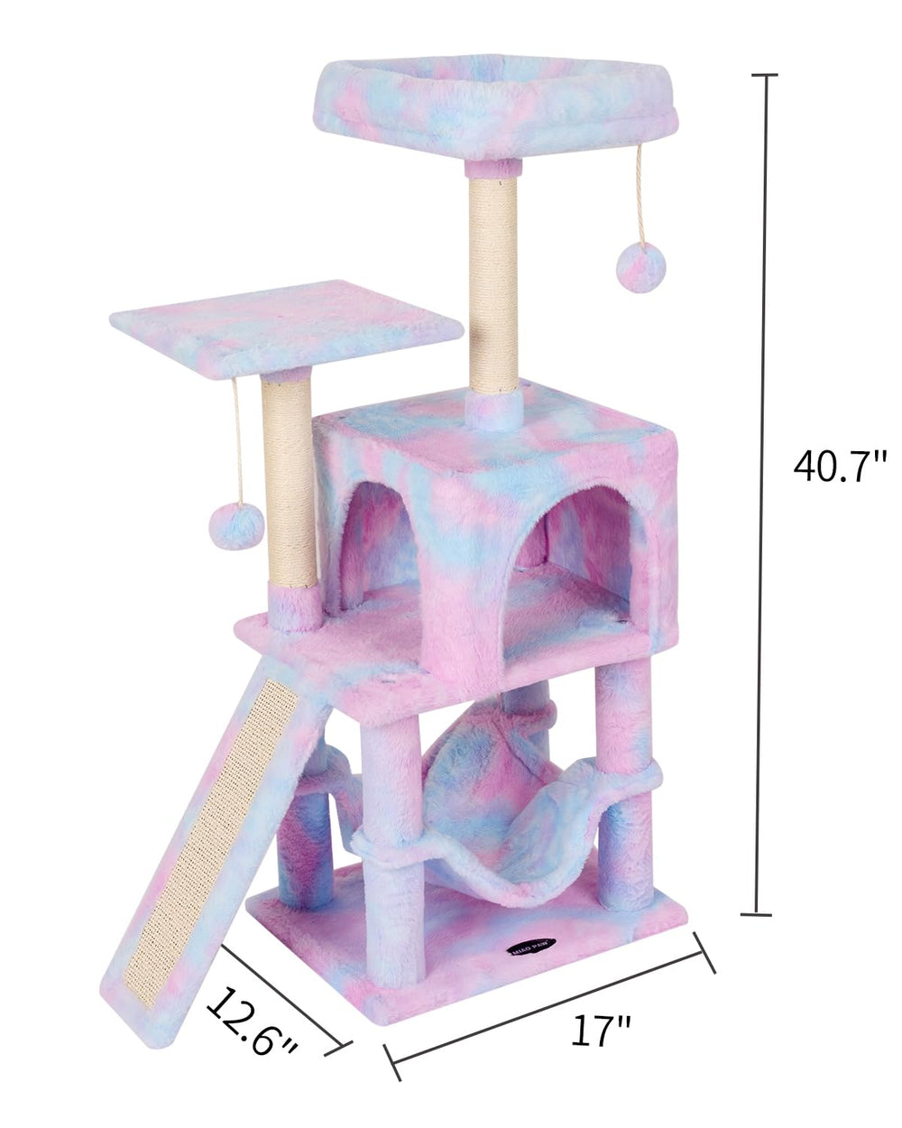 MIAO PAW Rainbow cat tree condo-style perch supports solo exploration and rest