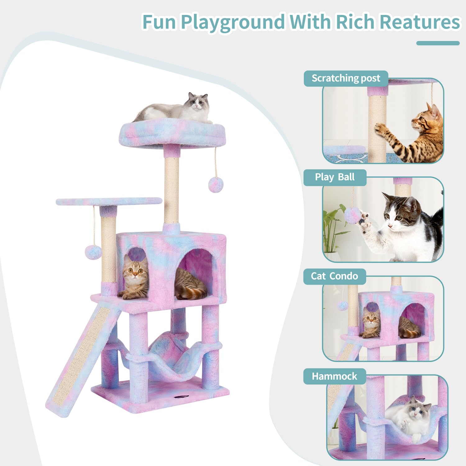 MIAO PAW Rainbow cat tree natural sisal post promotes scratching to protect furniture