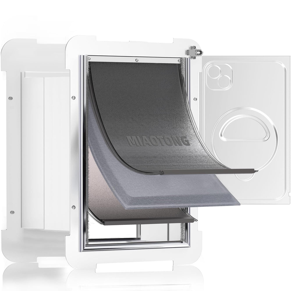 MIAOTONG 3-flap cat door wall front view for small pets up to 20 lbs
