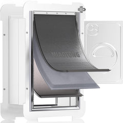 MIAOTONG 3-flap dog door wall assembly with sturdy aluminum frame for large pets.