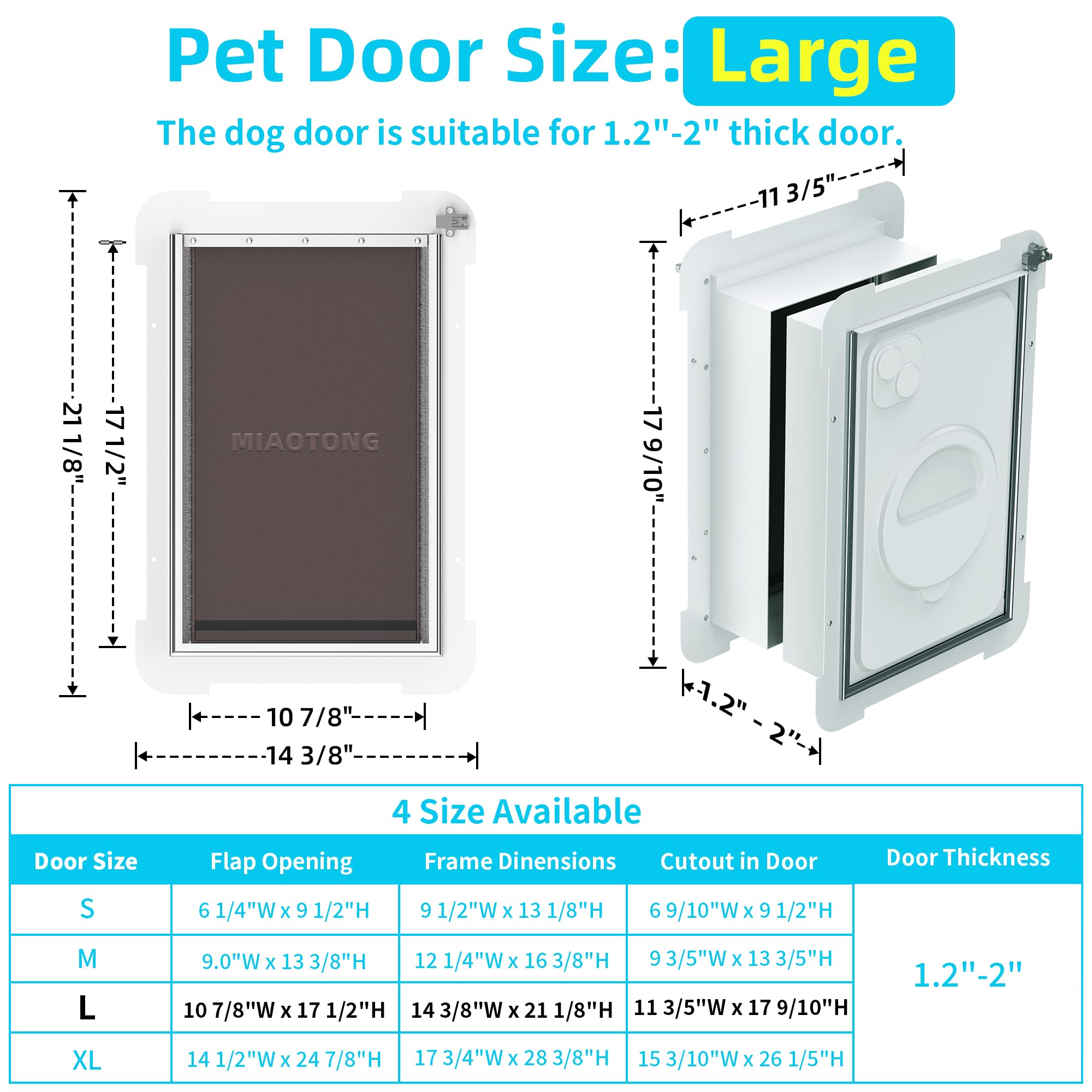 MIAOTONG 3-flap insulated dog door emphasizes draft protection