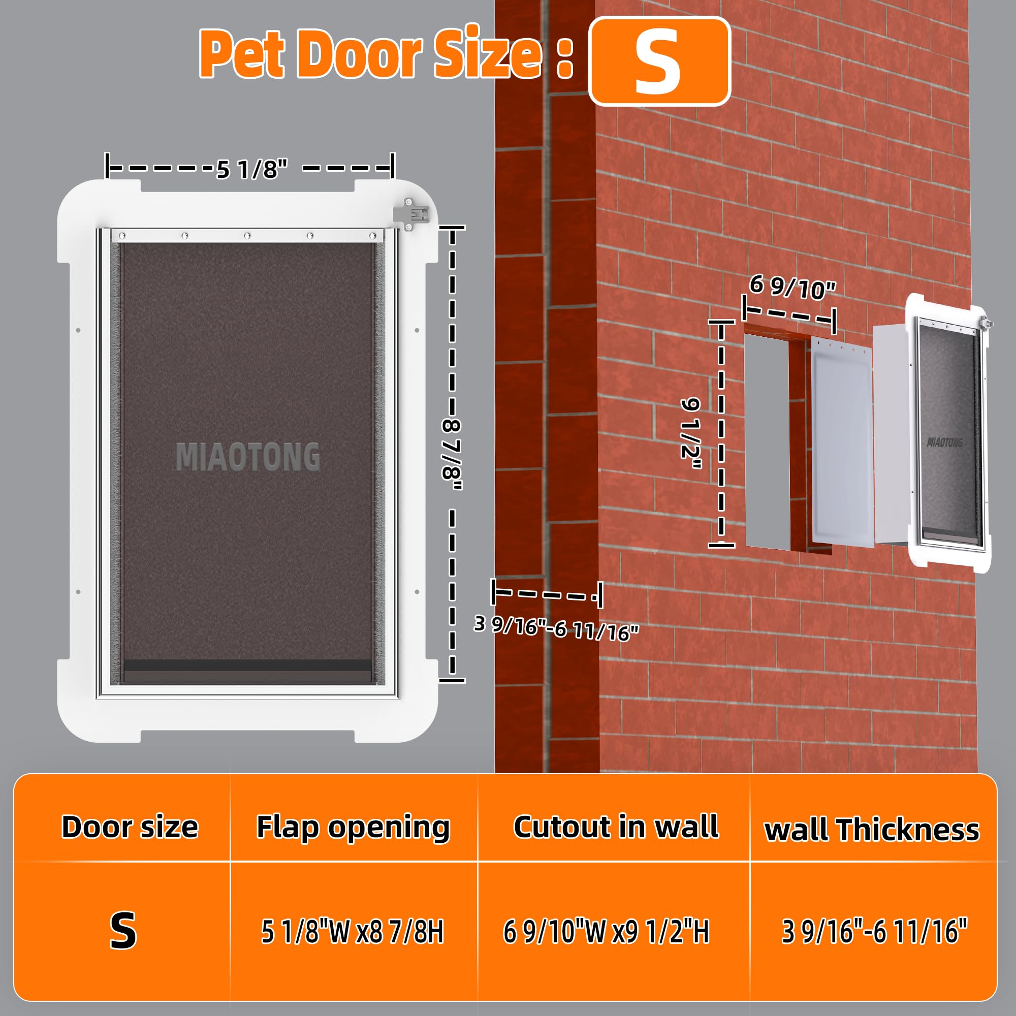 MIAOTONG double magnetic flaps dog door wall shows secure entry