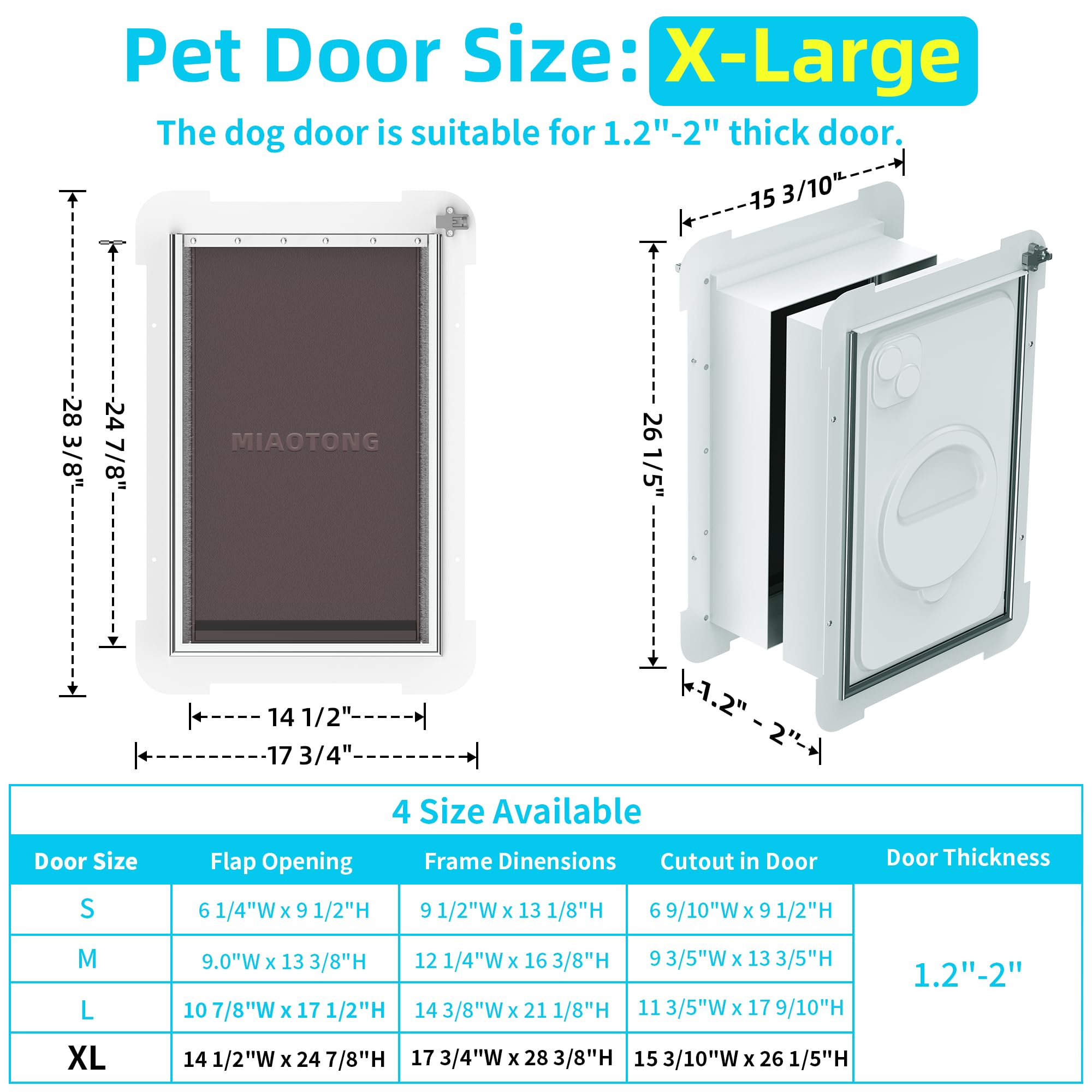 MIAOTONG XL dog door installation templates and pre-assembled kit