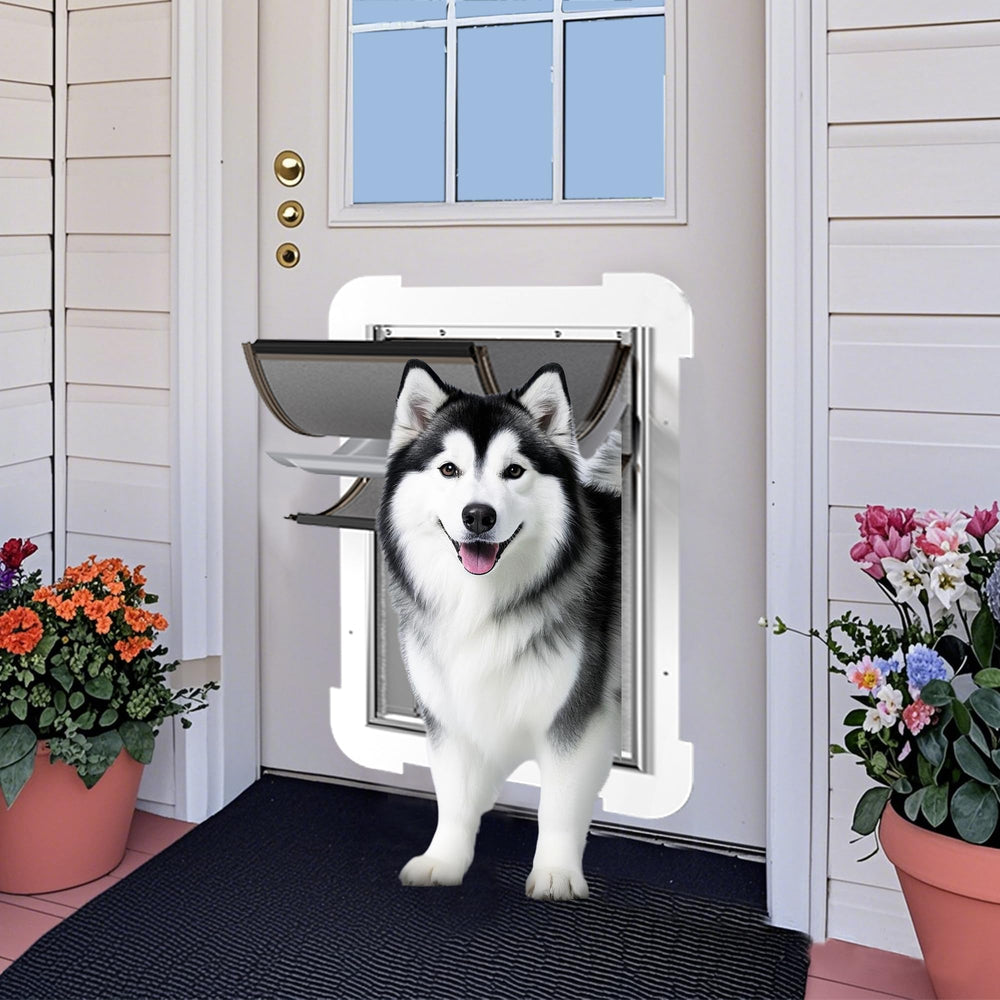 MIAOTONG XL dog door with locked panel side view for secure access control