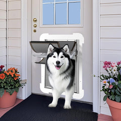 MIAOTONG XL dog door with locked panel side view for secure access control