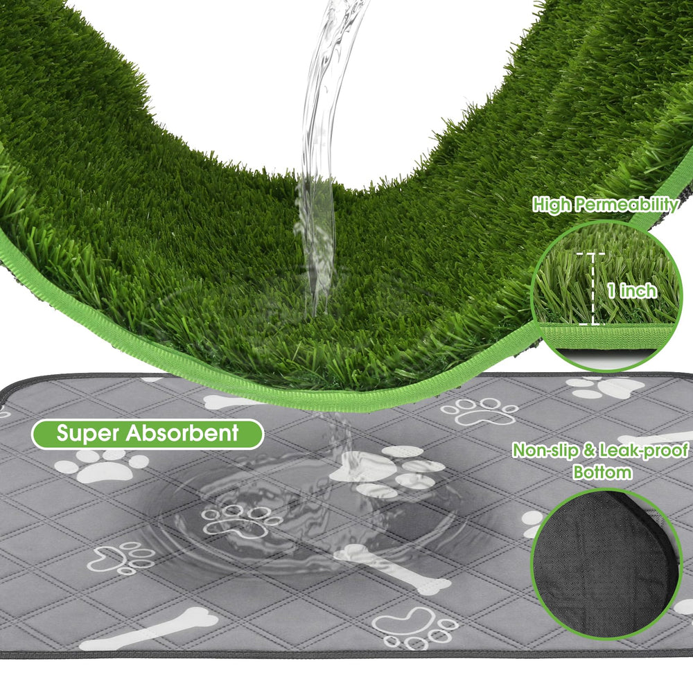 Micnaron dog grass pad usable indoors or outdoors for flexible potty training.