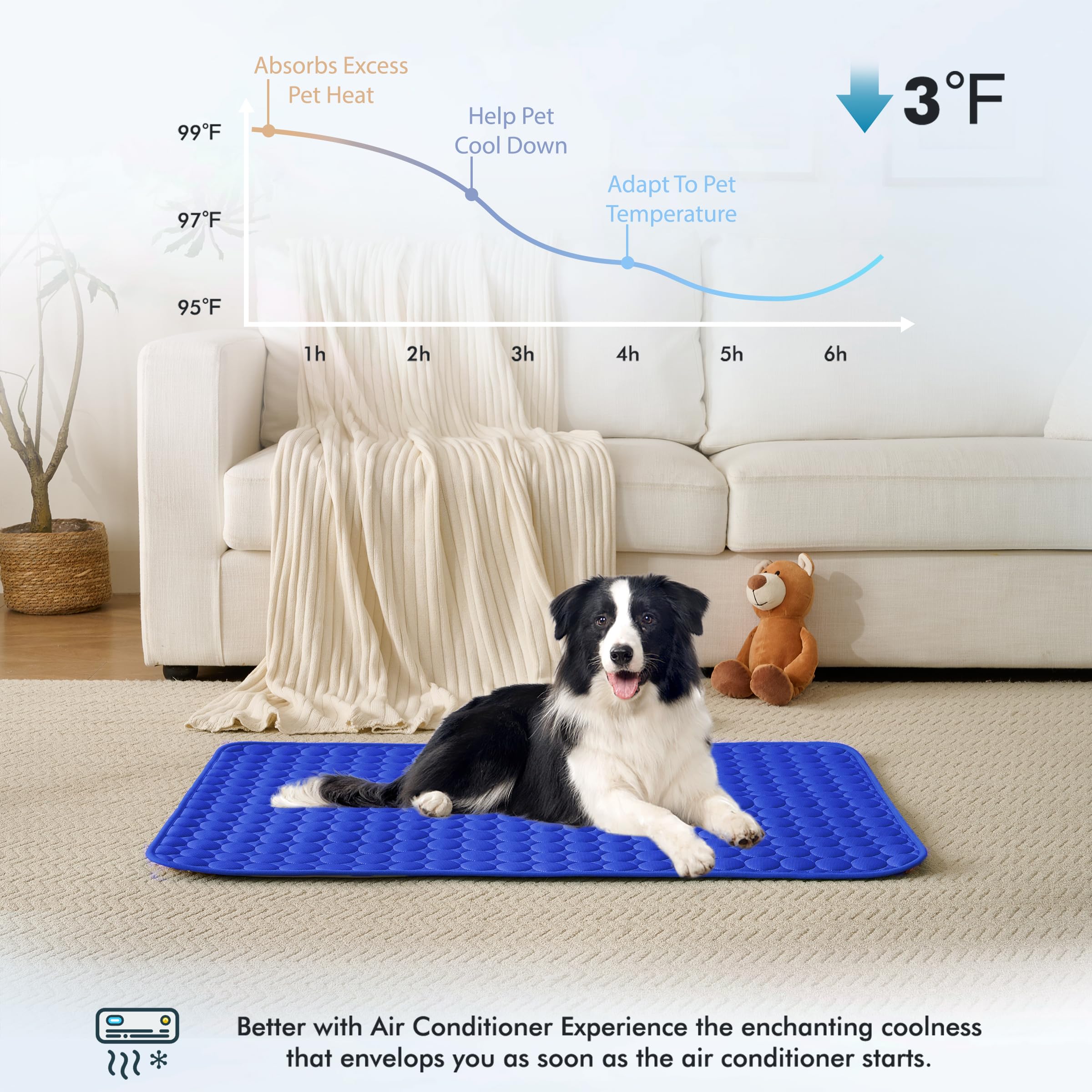 MICROCOSMOS cooling mat top soft fluff layer provides gentle touch and air circulation.