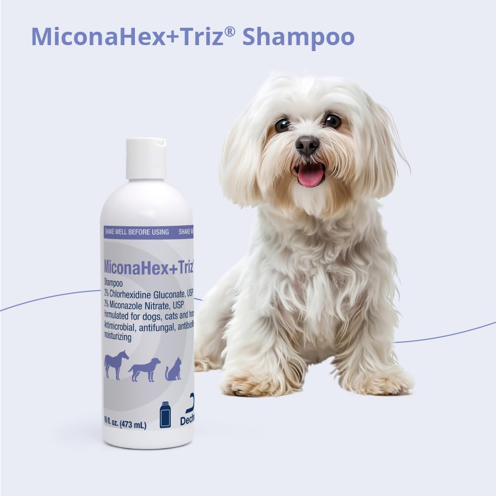 MiconaHex+Triz shampoo label close-up—formulation supports barrier repair