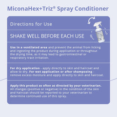 MiconaHex+Triz spray for cats application calming itchy spots and skin comfort.