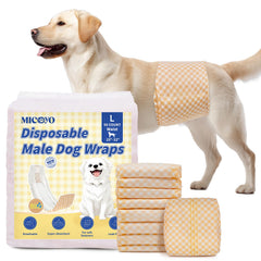 MICOOYO disposable male dog wraps hero illustrates secure fit for daily comfort.