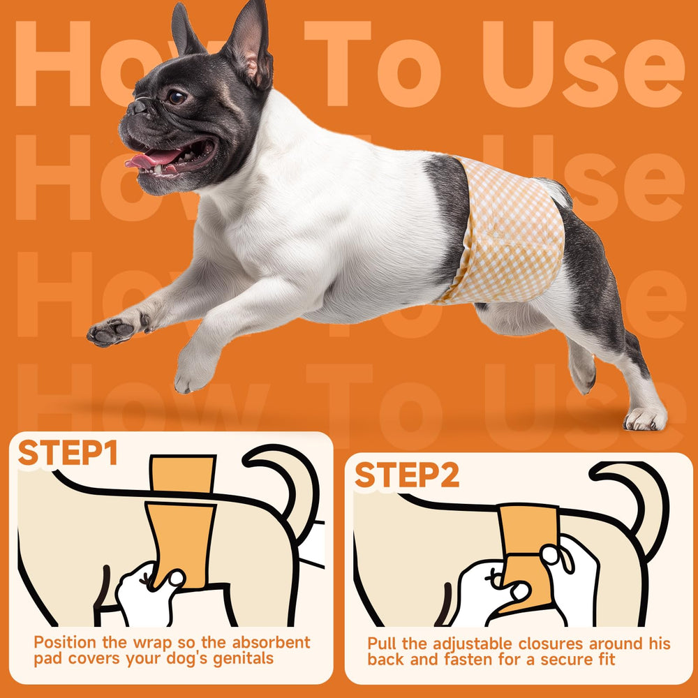 MICOOYO versatile-use wrap shown on dog during travel or potty training.