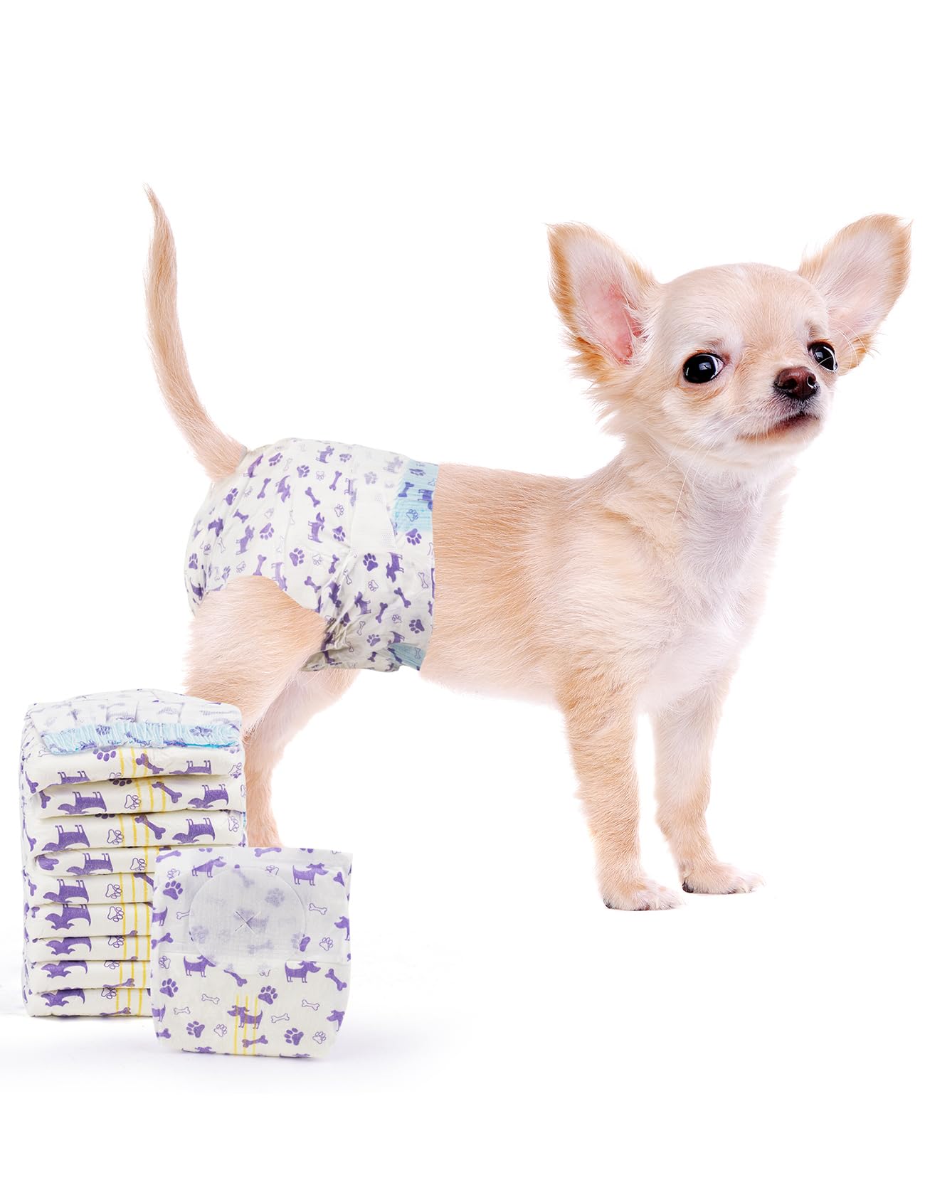 MICOOYO disposable dog diapers XS pack for small dogs and puppies.