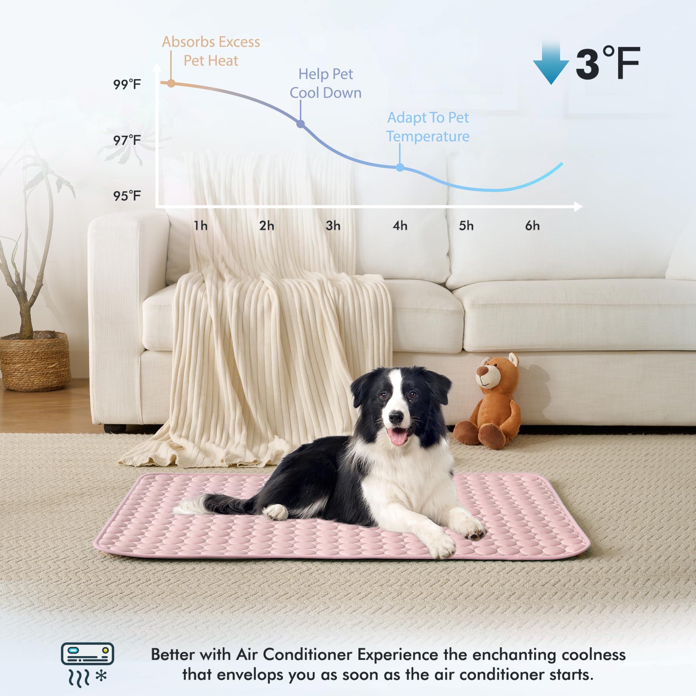MICROCOSMOS cooling mat inner soft fluffy layer provides gentle touch and airflow.