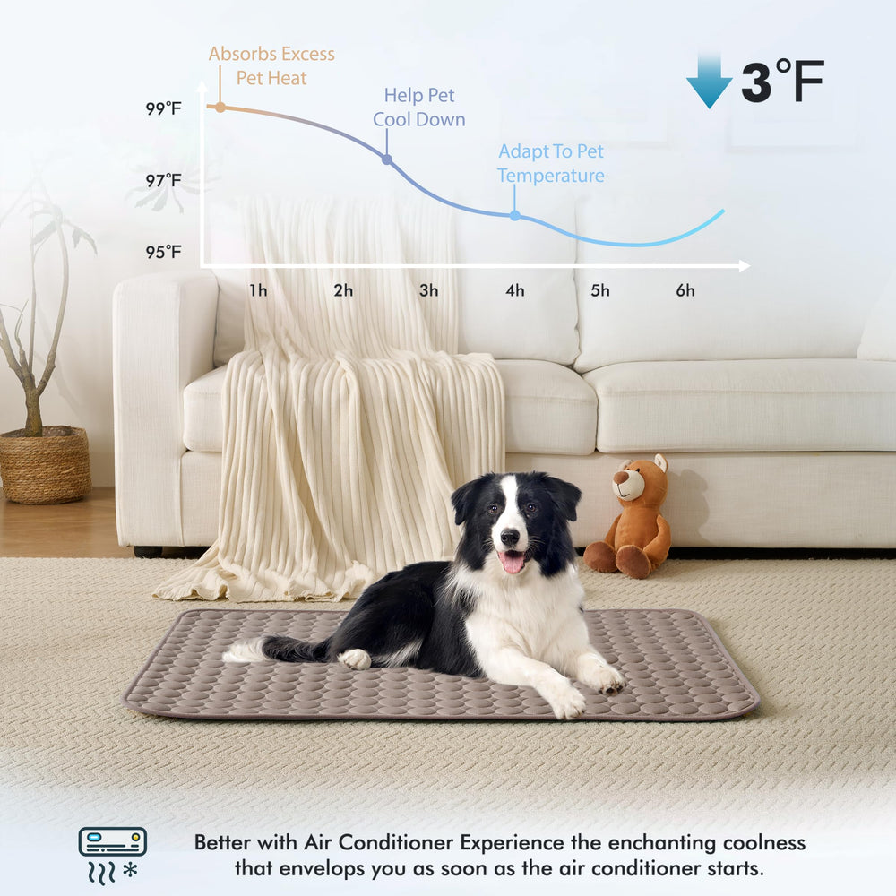 MICROCOSMOS Summer Cooling Mat on floor shows cool, comfortable surface