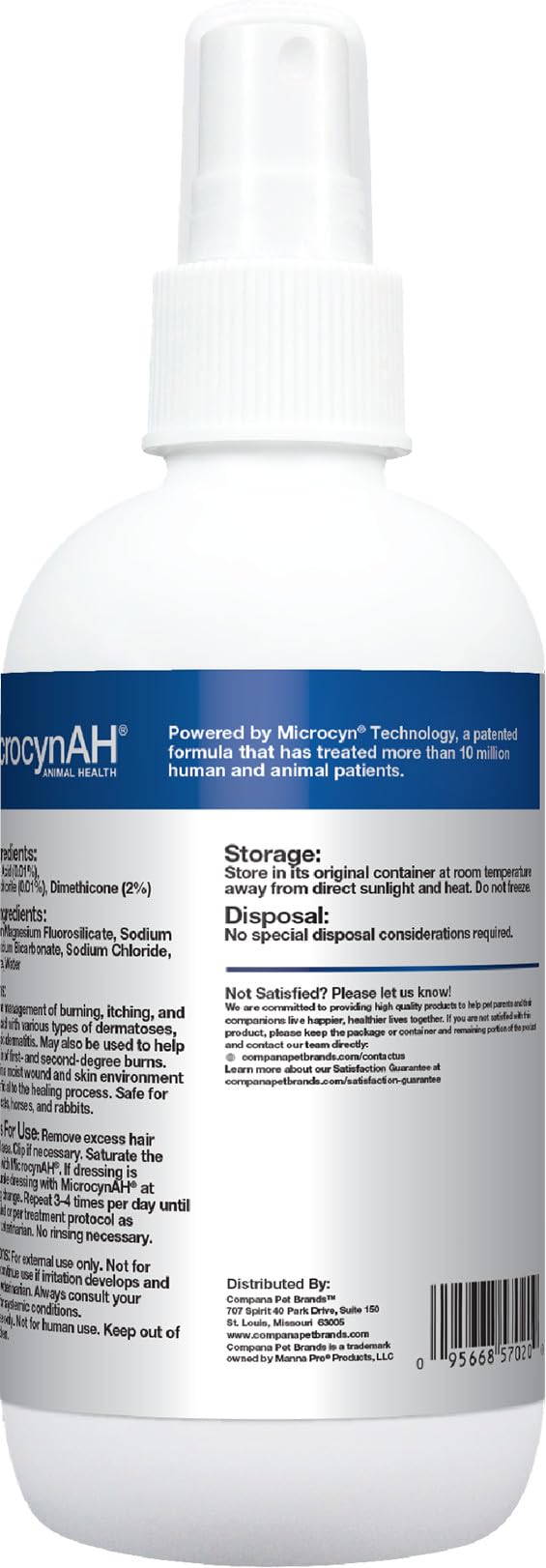 MicrocynAH dog application on affected area highlighting gentle, no-rinse care.