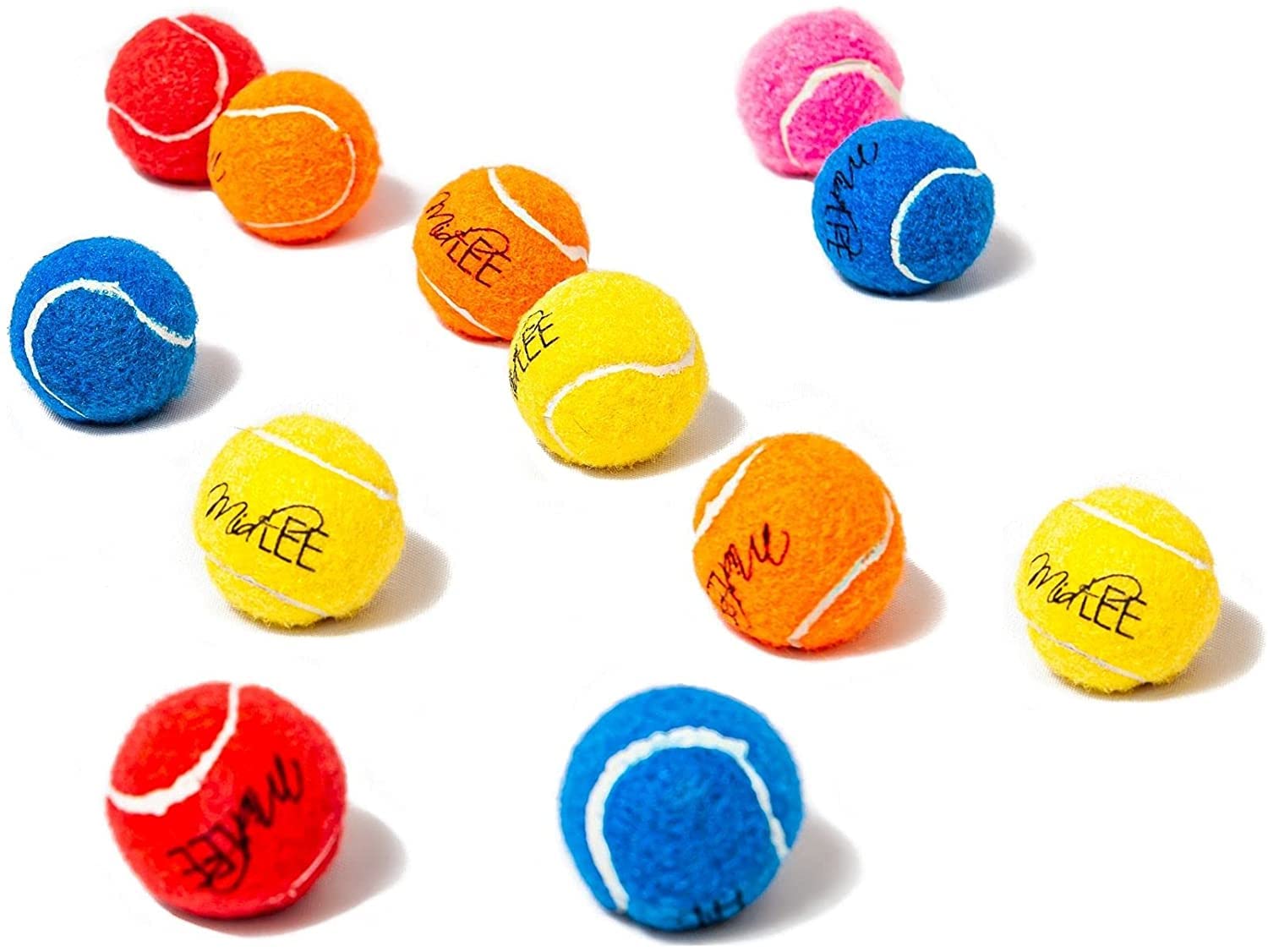 Midlee 1.5-inch mini tennis ball close-up showing bright color and classic felt texture.