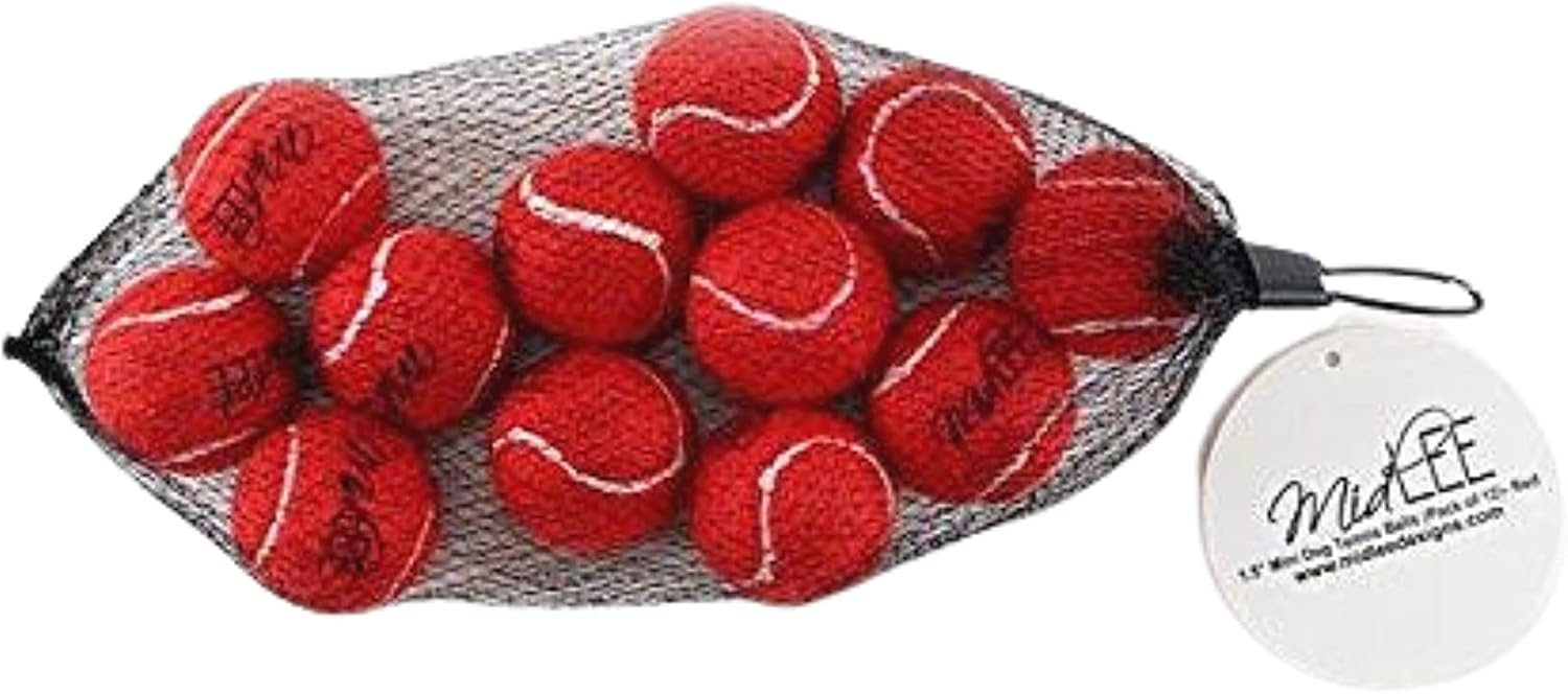Midlee mini dog tennis balls red dog-teeth grip-friendly texture for easy handling