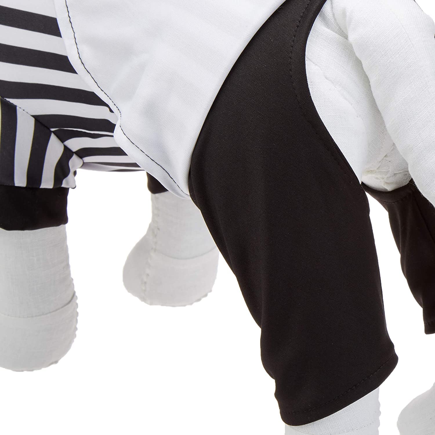 Midlee Referee dog costume closeup of fabric and fit for sizing insight