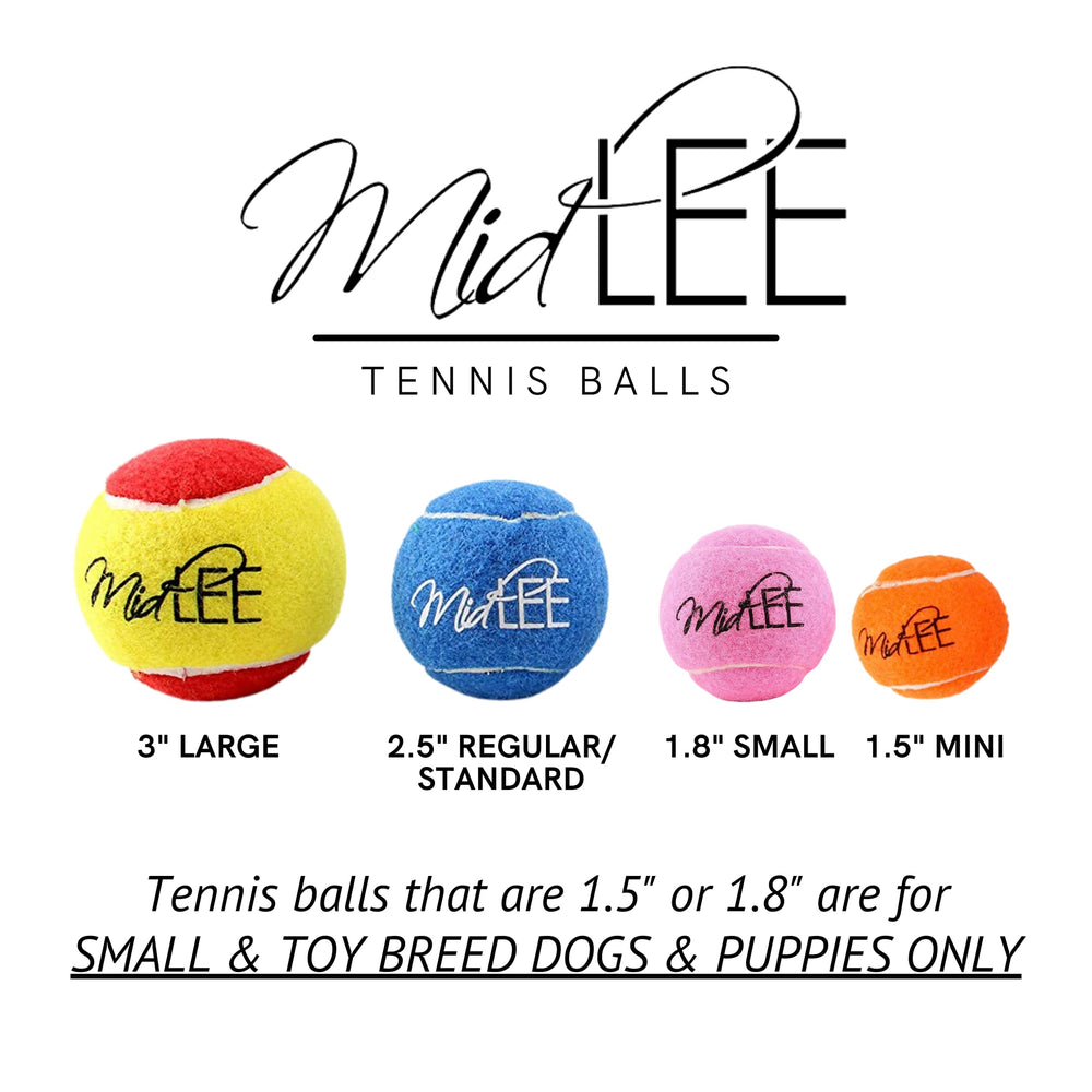 Midlee mini tennis balls suited for small breed dogs' fetch.