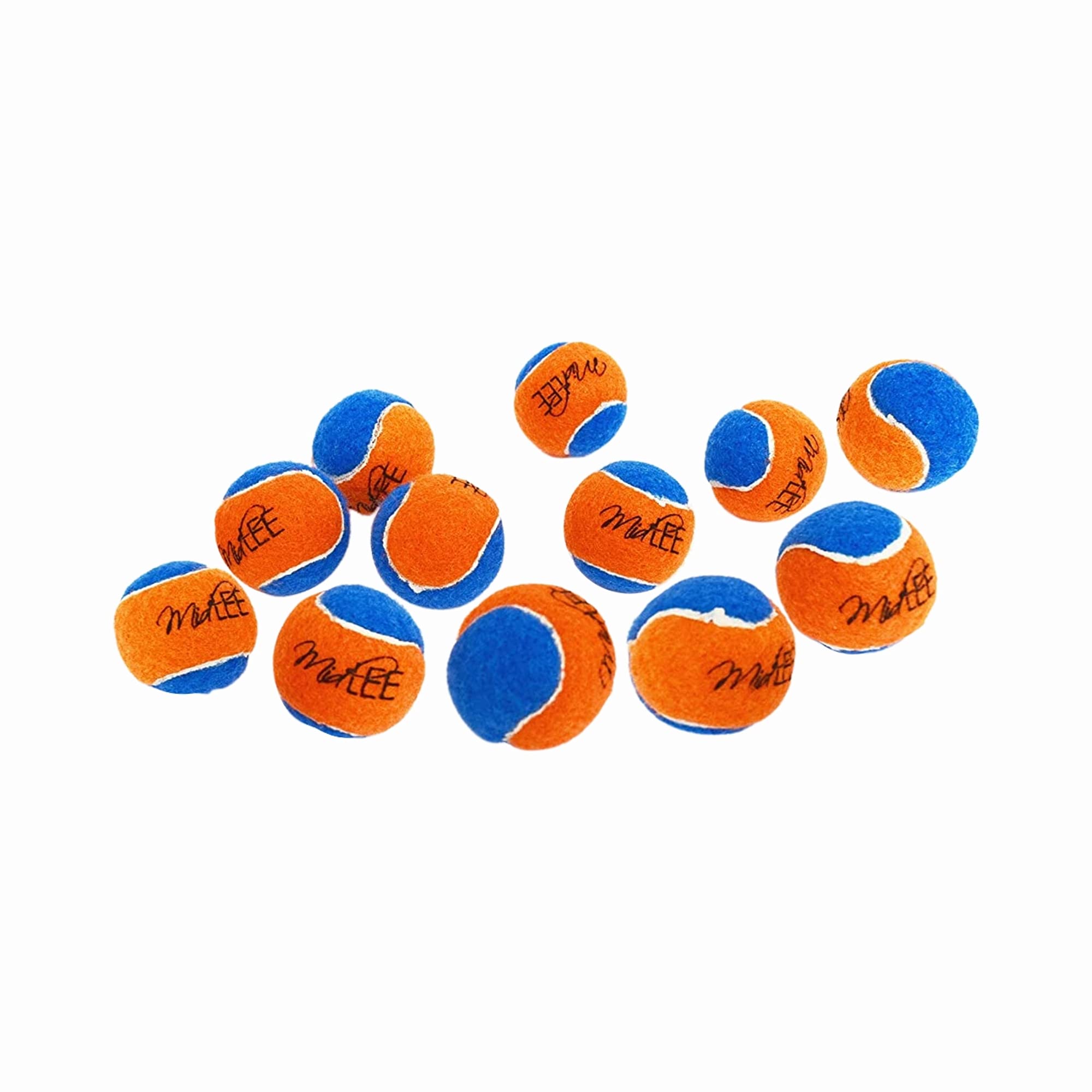 Midlee squeaky mini tennis ball pack orange blue ready for small dogs' fetch