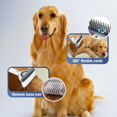 Midodor grooming brush with 360 rotating pins detangles gently.